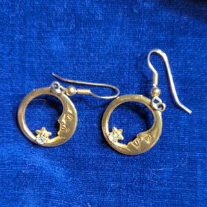 Gold Moon and Star Earrings